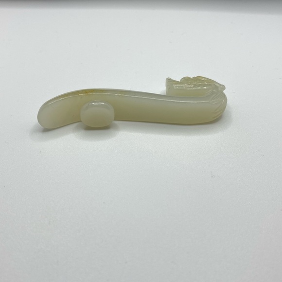 Hetian nephrite jade mutton fat dragon head buckle - Picture 5 of 16